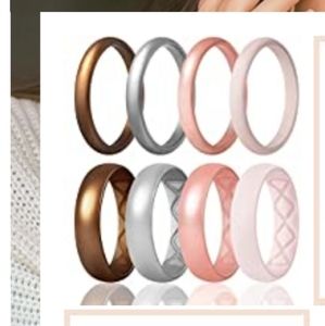 Womens silicone wedding bands pink
